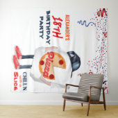 Funny Pizza Party Hintergrund Wandteppich (Beispiel (Horizontal))