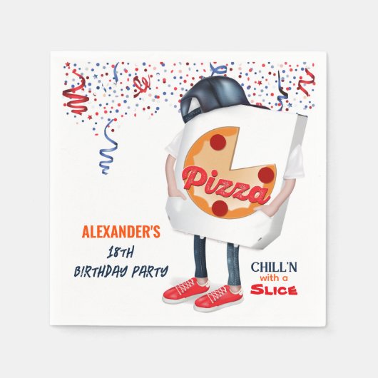 Funny Pizza Party Serviette (Vorderseite)