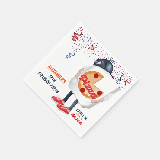 Funny Pizza Party Serviette (Ecke)