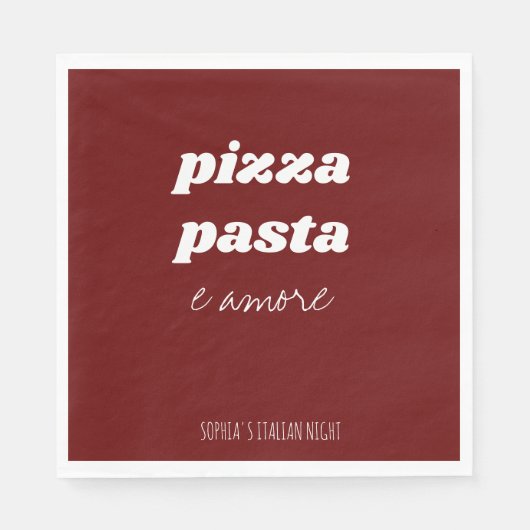 Funny Pizza Pasta Amore Rote Italienische Küche Serviette (Vorderseite)