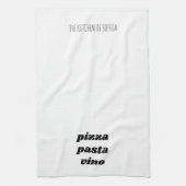 Funny Pizza Pasta Vino Name White Black Cooking Geschirrtuch (Vertikal)
