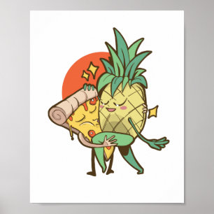 Funny Pizza Pineaple Tango Couple Teen Boy Girl Poster