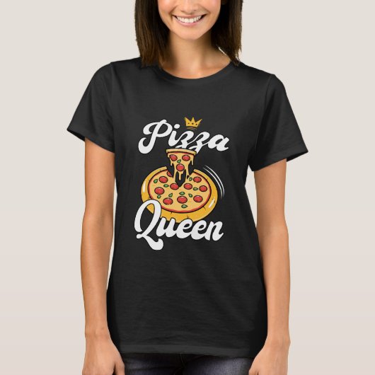 Funny Pizza Queen word art T-Shirt (Vorderseite)
