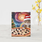 Funny Pizza Santa Cat Weihnachten Karte (Gelbe Blume)