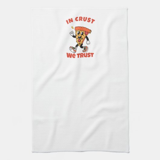 Funny Pizza Shirt – In Crust We Trust Graphic Tee Geschirrtuch (Vertikal)
