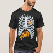 Funny Pizza Skeleton Rib Cage Halloween Kostüm T-Shirt (Vorderseite)