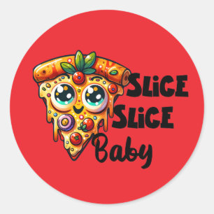 Funny Pizza Slice Party Runder Aufkleber