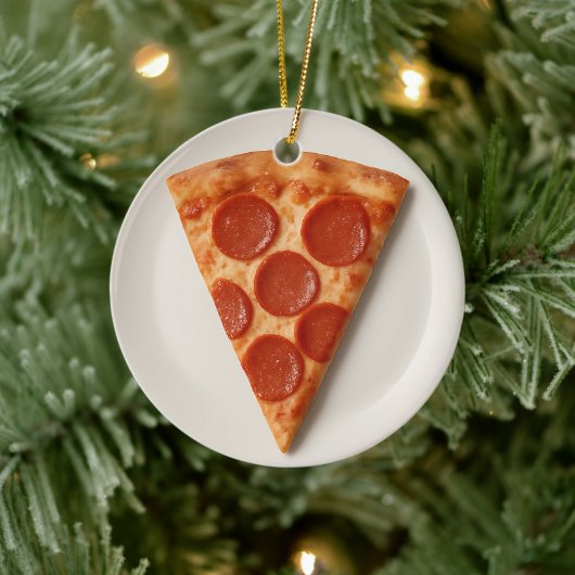 Funny Pizza Slice – Personalized Christmas Gift Keramik Ornament (Baum)