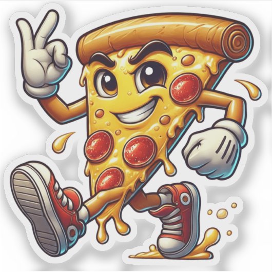 Funny Pizza Slice Sticker with Attitude  (Vorderseite)