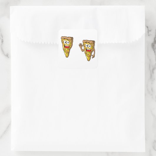 Funny Pizza Slices Square Sticker (Tasche)