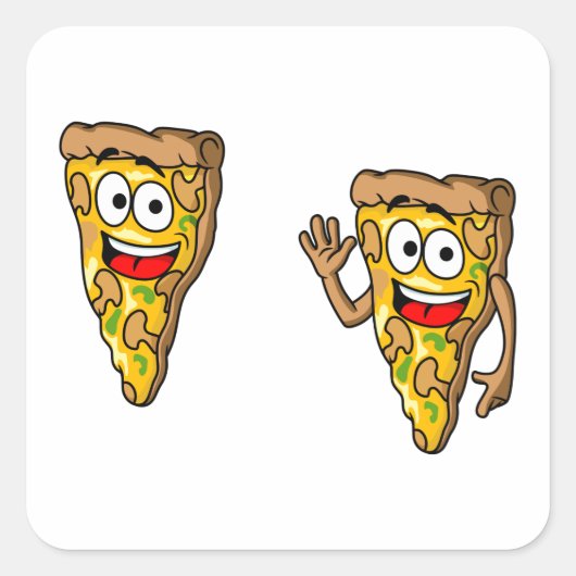 Funny Pizza Slices Square Sticker (Vorderseite)