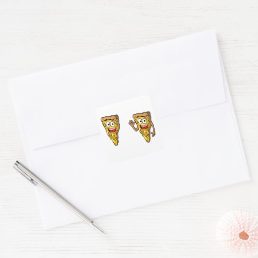 Funny Pizza Slices Square Sticker (Umschlag)