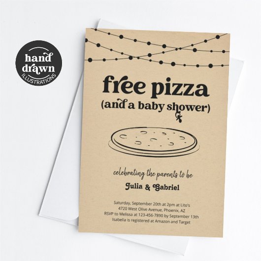 Funny Pizza Theme Couple's Baby Shower Einladung