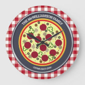 Funny Pizza Time Personalisiert Wall Clock Große Wanduhr (Vorderseite)