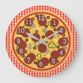 Funny Pizza Time Wall Clock Große Wanduhr (Vorderseite)