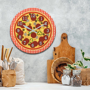 Funny Pizza Time Wall Clock Große Wanduhr