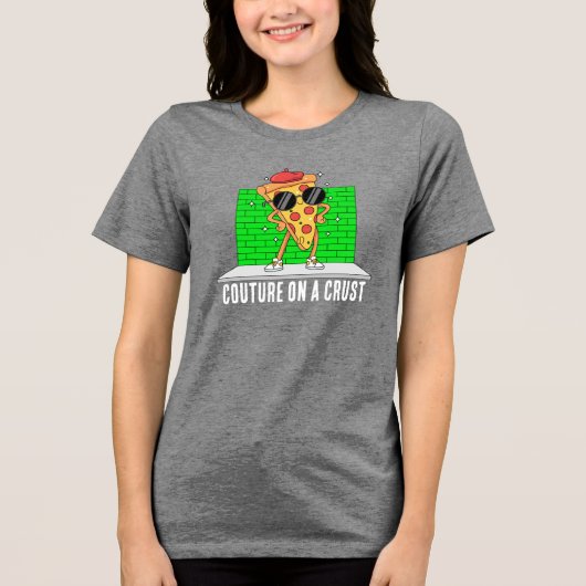 funny pizza Tri-Blend shirt (Vorderseite)