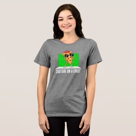funny pizza Tri-Blend shirt (Vorderseite voll)