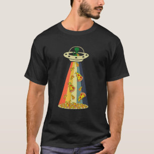 Funny Pizza UFO Alien Eating Pizza a UFO Extratere T-Shirt