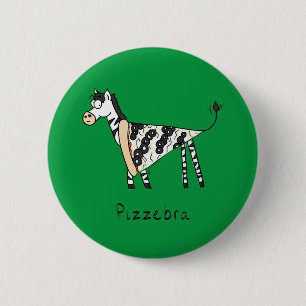 Funny Pizza Zebra Niedlicher Cartoon Kinder Button