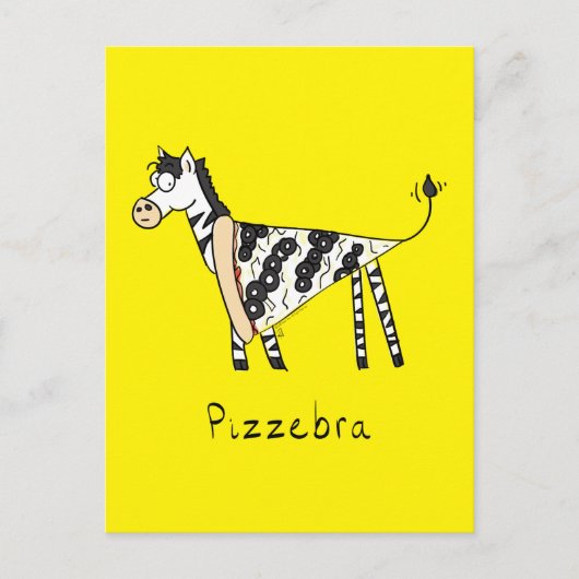Funny Pizza Zebra Niedlicher Cartoon Kinder Postkarte (Vorderseite)