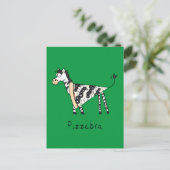 Funny Pizza Zebra Niedlicher Cartoon Kinder Postkarte (Stehend Vorderseite)