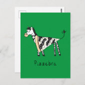 Funny Pizza Zebra Niedlicher Cartoon Kinder Postkarte (Vorne/Hinten)