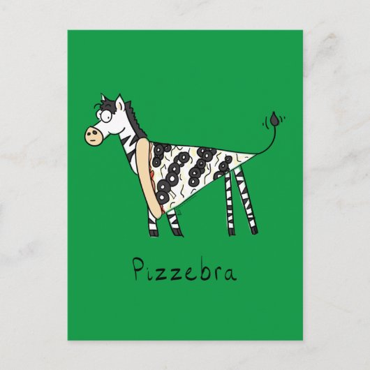 Funny Pizza Zebra Niedlicher Cartoon Kinder Postkarte (Vorderseite)