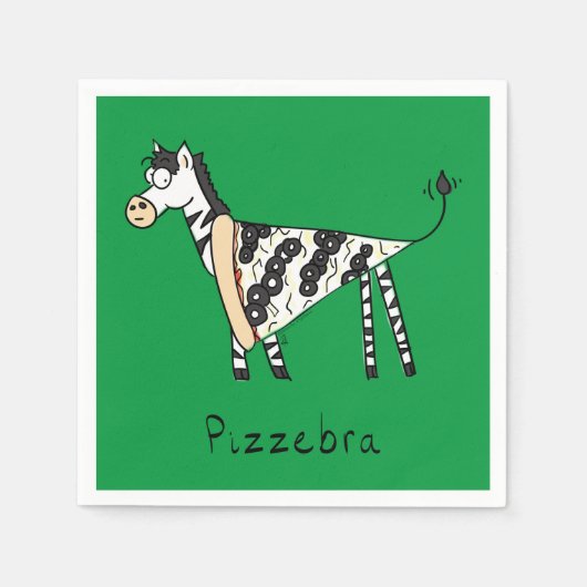 Funny Pizza Zebra Niedlicher Cartoon Kinder Serviette (Vorderseite)
