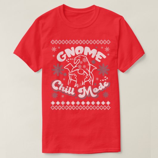 Funny PJ Snowflake Candy Cane Happy Lazy Gnome Chi T-Shirt (Design vorne)