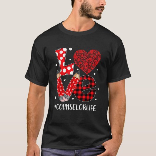 Funny Plaid Heart LOVE Counselor Valentine Day Chr T-Shirt (Vorderseite)