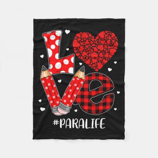 Funny Plaid Heart Love Para Life Valentine Day Chr Fleecedecke (Vorderseite)