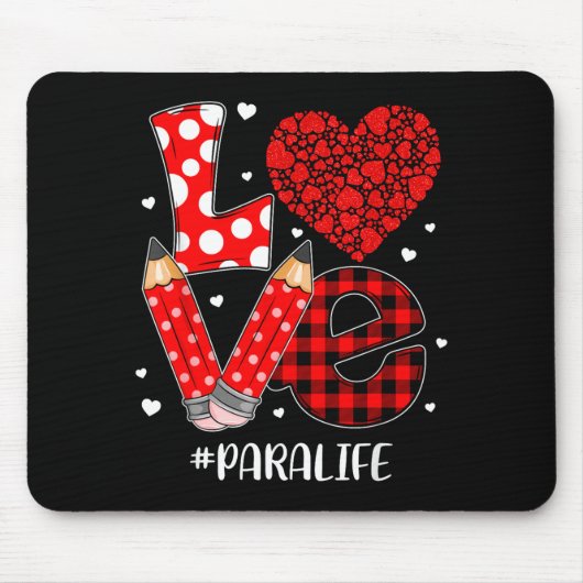Funny Plaid Heart Love Para Life Valentine Day Chr Mousepad (Vorne)