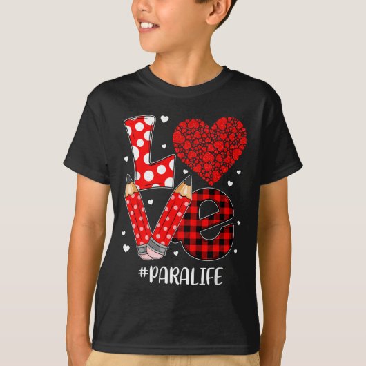 Funny Plaid Heart Love Para Life Valentine Day Chr T-Shirt (Vorderseite)