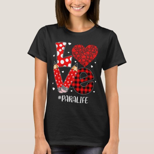 Funny Plaid Heart Love Para Life Valentine Day Chr T-Shirt (Vorderseite)