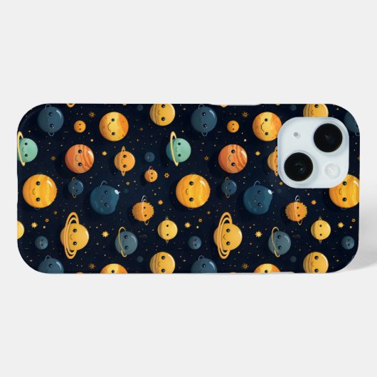 Funny Planets Space Pattern Case-Mate iPhone Hülle (Rückseite (Horizontal))