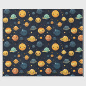 Funny Planets Space Pattern Geschenkpapier (Flach)
