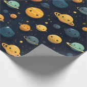 Funny Planets Space Pattern Geschenkpapier (Ecke)