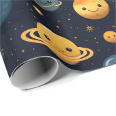 Funny Planets Space Pattern Geschenkpapier (Rolleneckpunkt)