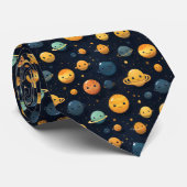 Funny Planets Space Pattern Krawatte (Gerollt)