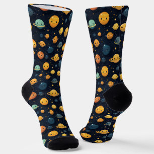 Funny Planets Space Pattern Socken