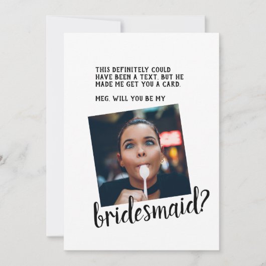 Funny Playful Bridesmaid Request Card Einladung (Vorderseite)