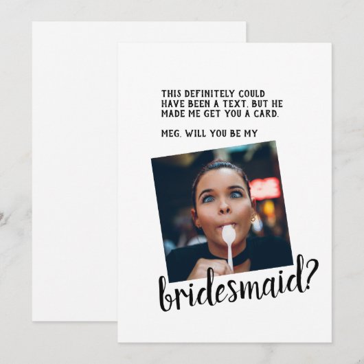 Funny Playful Bridesmaid Request Card Einladung (Vorne/Hinten)