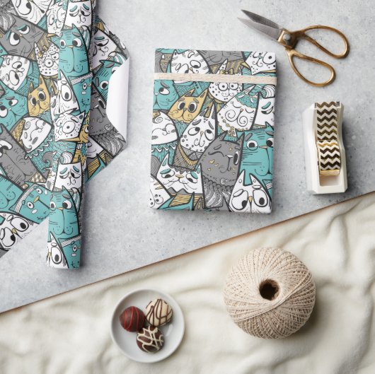 Funny Playful Cats Geschenkpapier (Kunsthandwerk)