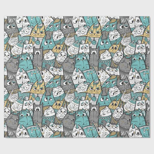 Funny Playful Cats Geschenkpapier (Flach)