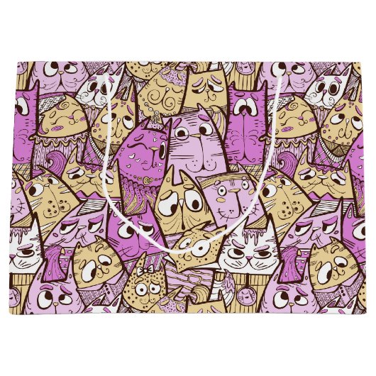 Funny Playful Cats Große Geschenktüte (Vorderseite)