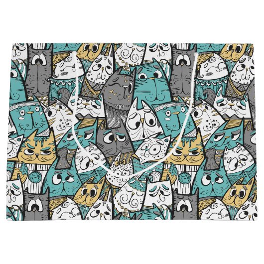 Funny Playful Cats Große Geschenktüte (Vorderseite)