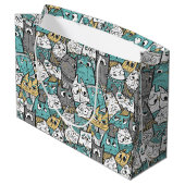 Funny Playful Cats Große Geschenktüte (Rückseite Schrägansicht)