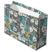Funny Playful Cats Große Geschenktüte (Vorderseite Schrägansicht)
