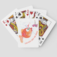 Funny Playing Cards mit Happy Fish and Worm